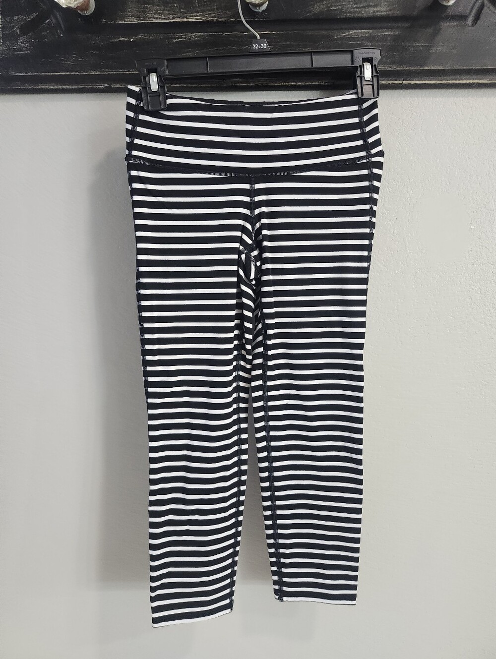 ATHLETA Striped Black and White Leggings
